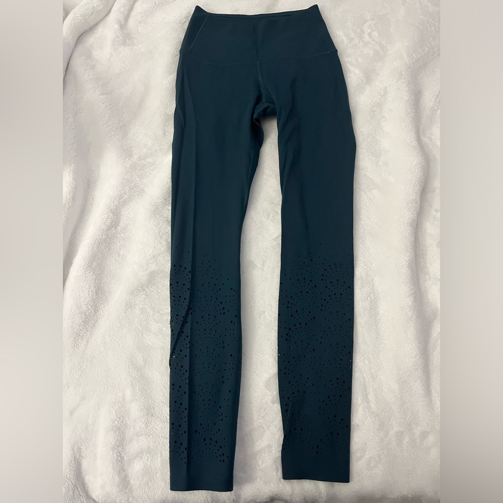 CALIA by Carrie Underwood Power Sculpt Perforated 7/8 Tights NWT Evening Sea